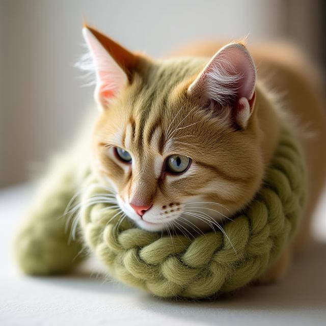 Hypoallergenic natural wool cat toy