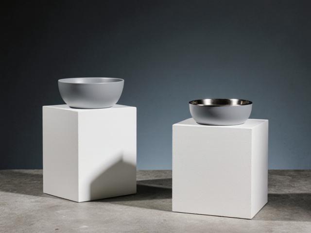 Elevated ceramic pet bowl set